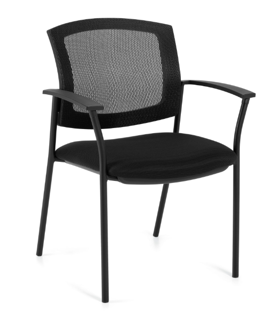 CHAIR GUEST W/ARM BLK IBEX MESH