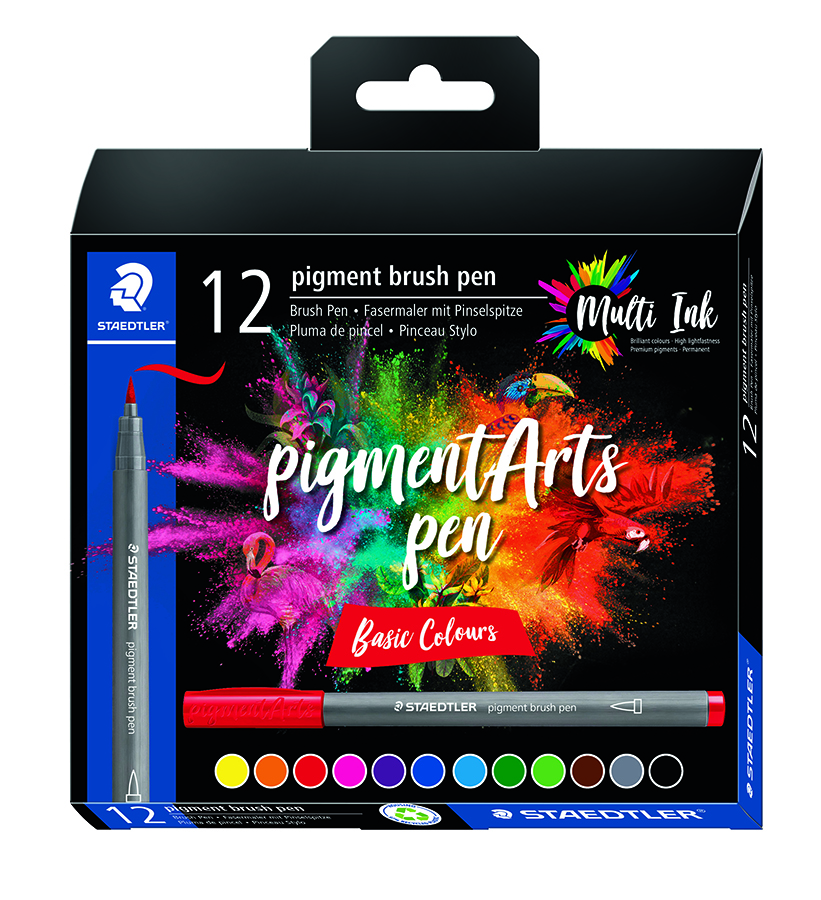 BRUSH PEN PIGMENT ASSORTE 12/PK